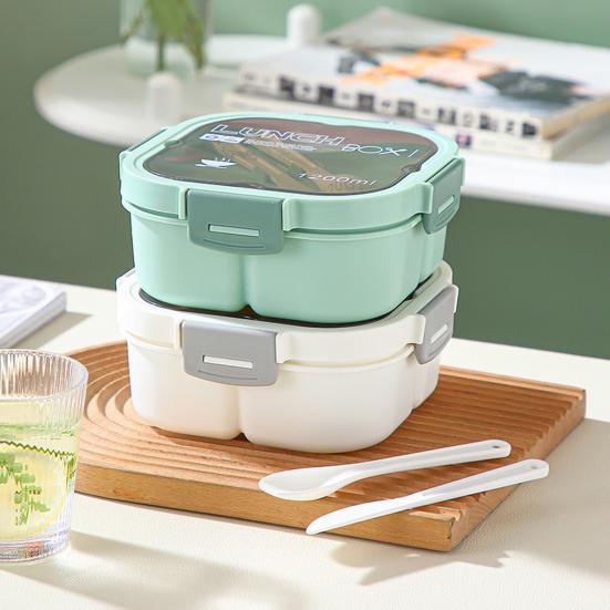Student Bento Box Thick Material Partition High Capacity Anti-leak Three Compartments Food Storage Leakproof Micro Heated Students