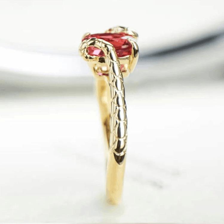 Cold Wind Minority Ring Single Ring Snake Scale Flashing Red Stone Snake Ring