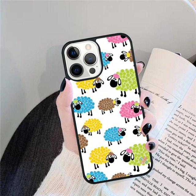 Разноцветный чехол-ракушка с овечками для iPhone 17 Air 15 16e 14 13 12 Pro Max 11 Pro Max Plus