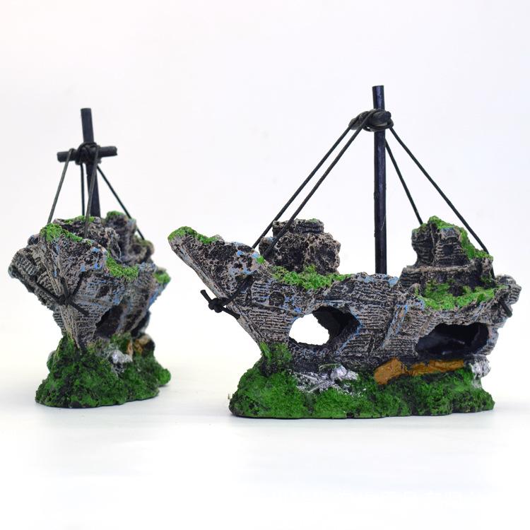 Small Corsair Ship Aquarium Decoration/Hideout/Resin Landscape House