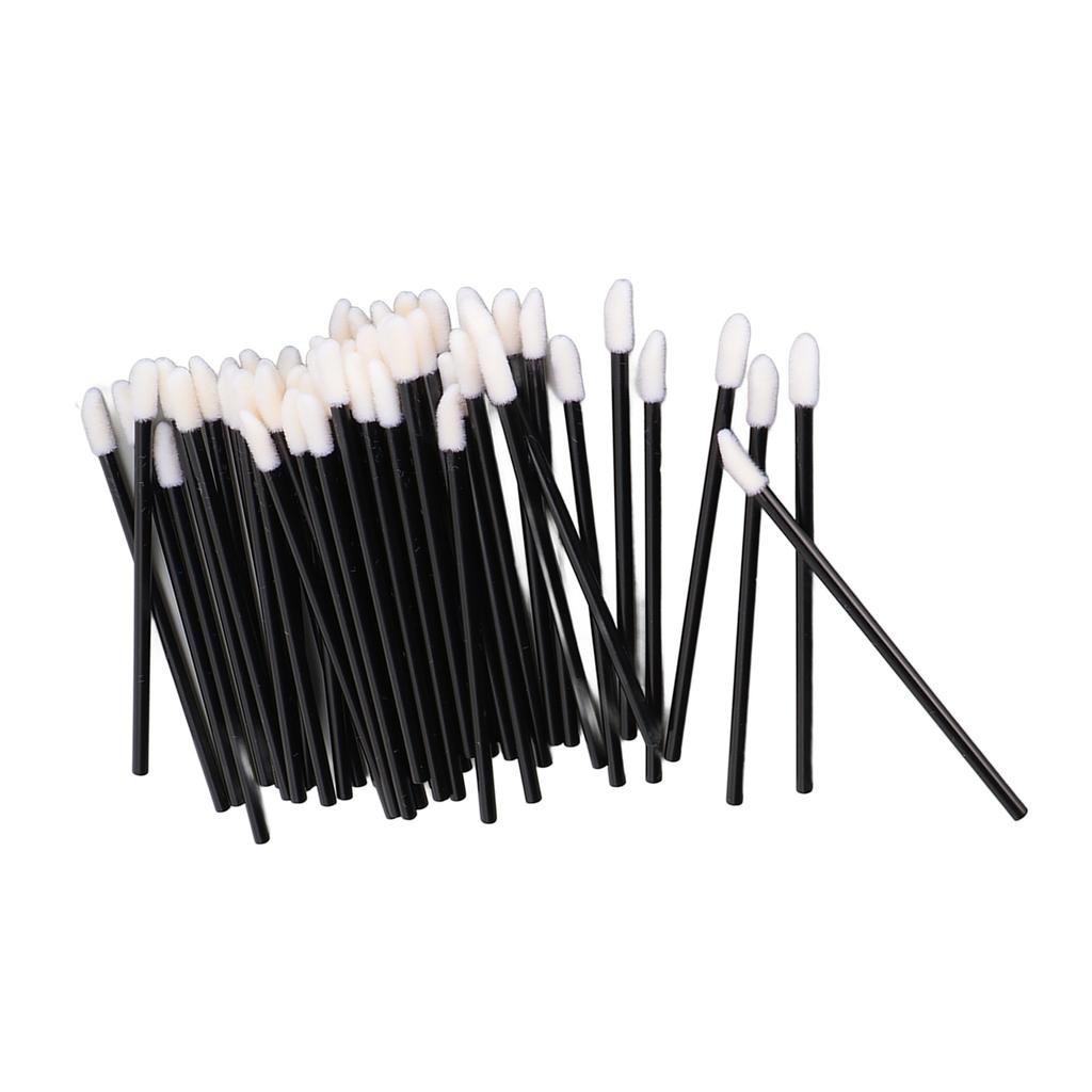 100Pcs Disposable Lip Brushes Lightweight Comfortable Odorless Safe Lipstick Brush Applicator with Black Rod