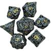 Набор из 7 полых металлических кубиков для D&D RPG с гравировкой дракона, многогранные кубики, настольные игровые аксессуары для Мастера Подземелий, коллекционный набор