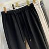 Men Suit Pants Drawstring Elastic Waist Straight Leg Solid Color Loose Formal Business Style Office Wear