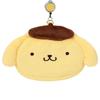 SANRIO Кошелек-визитница в форме лица - Помпонпурин - Хлопок-ПВХ-Сталь-Полиэстер - Держатель для карт с выдвижной шнурком - Отделение для мелочей - Подходит