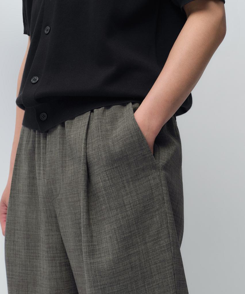 MUSINSA STANDARD Crinkle Linen-Like Wide Elastic Pants [Khaki Gray]