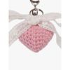 PinK PinEAPPLE CROCHET HEART RIBBON keyring_PinK