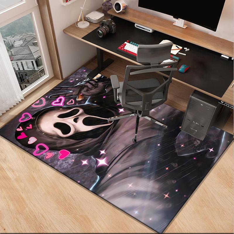 Ghostface Greetings Poster Office Rug Chair Mat, Game Carpet, Suitable for Front Door, Bedroom, Living Room, Desk, Holiday Gift