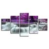 Waterfall In Purple Forest 5 Panel Canvas Picture Print Wall Art Canvas Painting Wall Decor for Living Room Poster No Framed