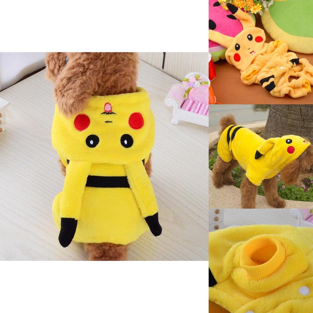 Очаровательный костюм питомца Pokemon Go с дизайном Пикачу с капюшоном для собак и кошек