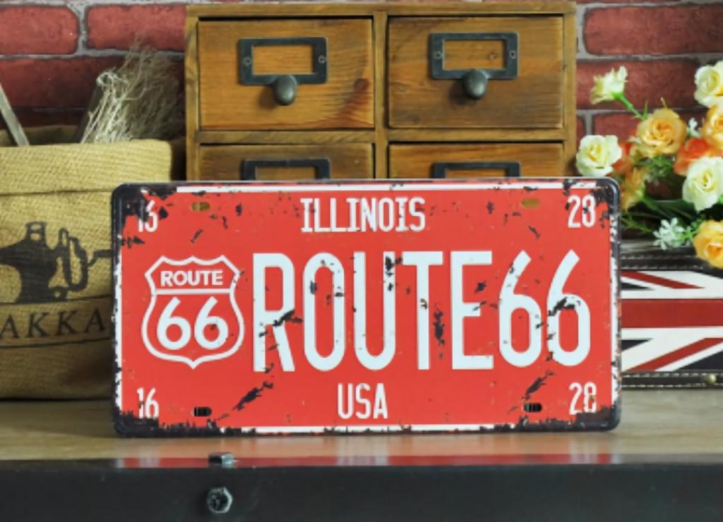 MT Evocon Route 66 Series Tin Set of 6 License Plates Signs,