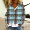 Women's Fashion Short Jacket Casual Long Sleeve Plaid Print Single Breasted Plush Top