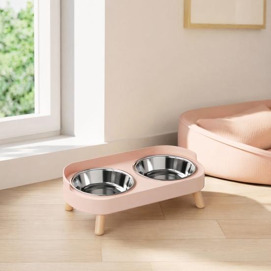 Elevated Cat Bowl, Dual 13.53oz Stainless Steel Bowls, Non Spill Cat Bowl with Raised Stand, Pet Food And Water Bowl Set for Indoor Cats