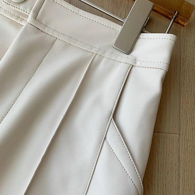 Брюки из натуральной овчины, брюки длиной до икры, женские свободные длинные брюки из натуральной кожи TF5302