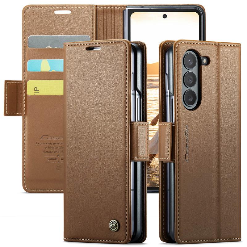 Magnetic Leather Wallet Multi Card Phone Case for Samsung Galaxy Z Fold 7 6 5 Fold6 Fold5 Shockproof Stand Cover Back Bag