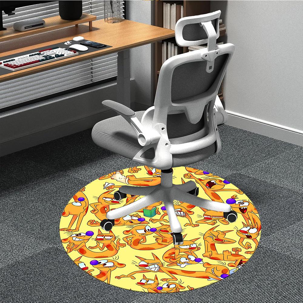 1pc Cat Dog Office Round Area Rug, Bedroom Living Room Home Decor, Room Deco, Offic a1016120