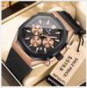 Business Watch For Men Waterproof Luminous Chronograph Date Man Wristwatch Silicone Strap Quartz Men's Watches Male+Box