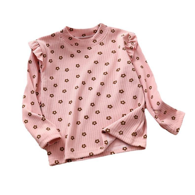 Футболка с длинными рукавами и цветочным принтом для девочек - универсальный топ на осень/зиму для маленьких девочек