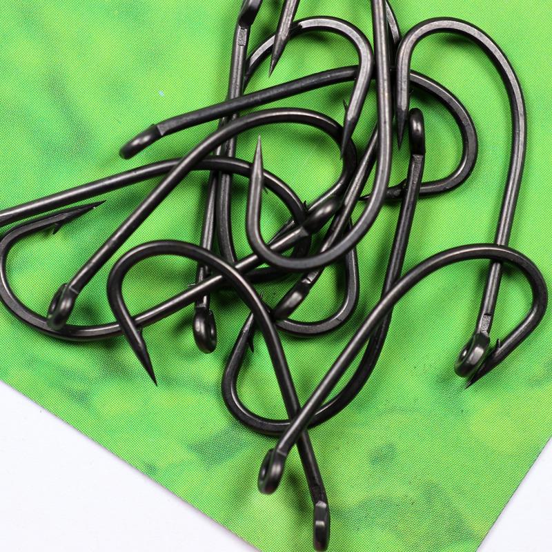 Bimoo 20 шт. с фефлоновым покрытием, длинный стержень, крючок для ловли карпа, крючок для ловли карпа, крючок для ловли карпа, крючок для оснастки, из высокоуглеродистой стали