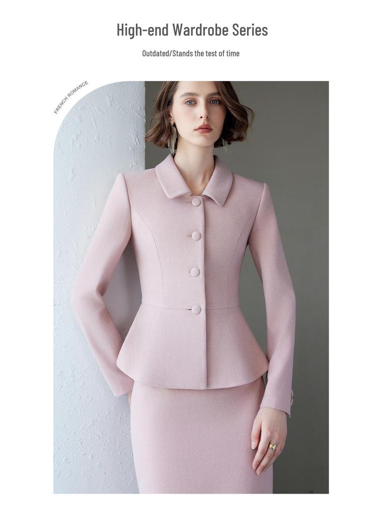 2024 Winter Pink Tweed Suit Set: Korean Drama Style Chic