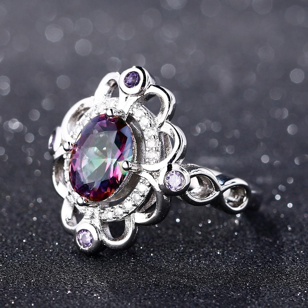 BELLA BOX Настоящий мистический Радужный циркон, кольцо с аметистом, обручальные кольца для женщин, оригинальные ювелирные изделия