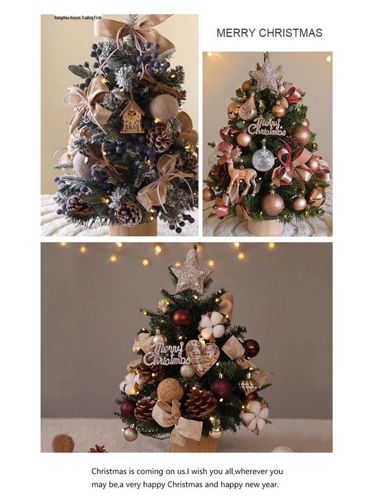 Мини-настольная рождественская елка со светом и украшениями