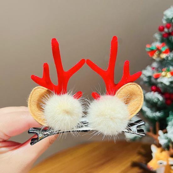 1 пара рождественских заколок для волос, праздничные стили, олень, рождественская елка, снеговик, Санта-Клаус, плюш, декор из пайеток, заколки для волос
