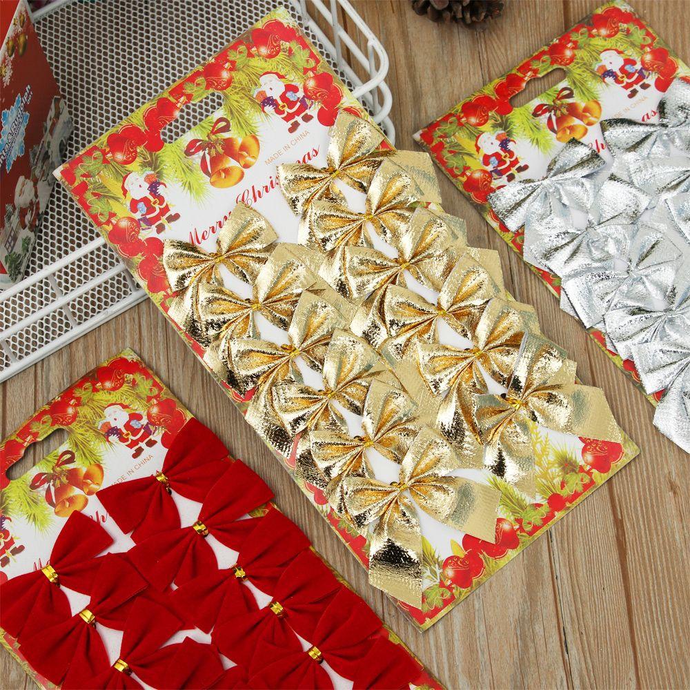 12pcs New Party Decoration Home Decor Christmas Tree Hanging Wedding Supplies Xmas Ornament Bowknot