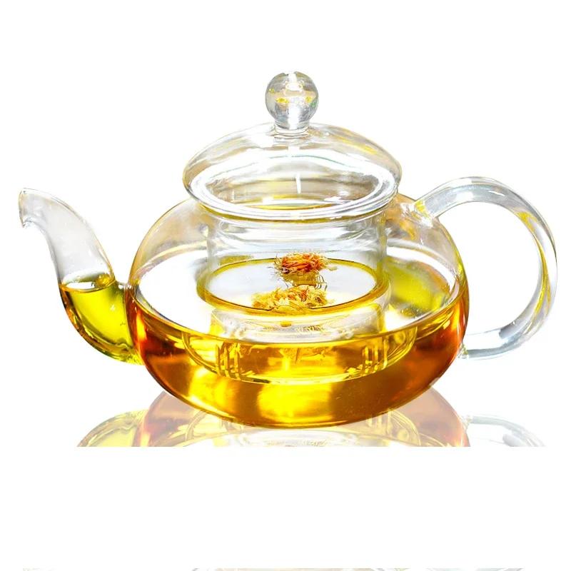 1000ml Heat Resistant Glass Tea Pot,Glass Teapot with Infuser Tea Leaf Herbal Coffee Pot Tea Set Practical Bottle Flower TeaCup