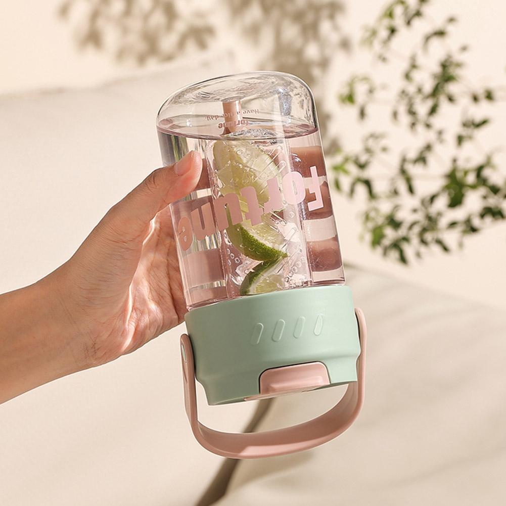 Plastic Water Bottle Large Portable Travel Bottle Sports Fitness Cup Drinking Straw Transparent Water Bottle
