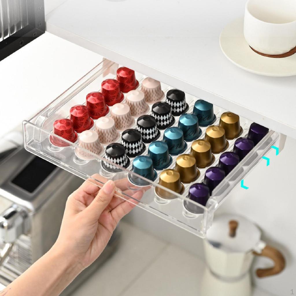Coffee Pod Holder,Coffee Capsule Dispenser,Hold 30 Cups,under Shelf Storage Holder