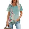 Женская модная повседневная плиссированная футболка с круглым вырезом и короткими рукавами с принтом