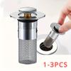 Stainless Steel Bathroom Sink Plug Stopper, Sink Drain Strainer, Pop-Up Basin Anti-Odor Bouncing Core Stopper Filter, Home Essential