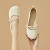 Beige Flat-bottomed White Mary Jane Shoes Women's Shoes Spring and Autumn Small Leather Shoes Summer New Light-mouth Soft-soled Single Shoes