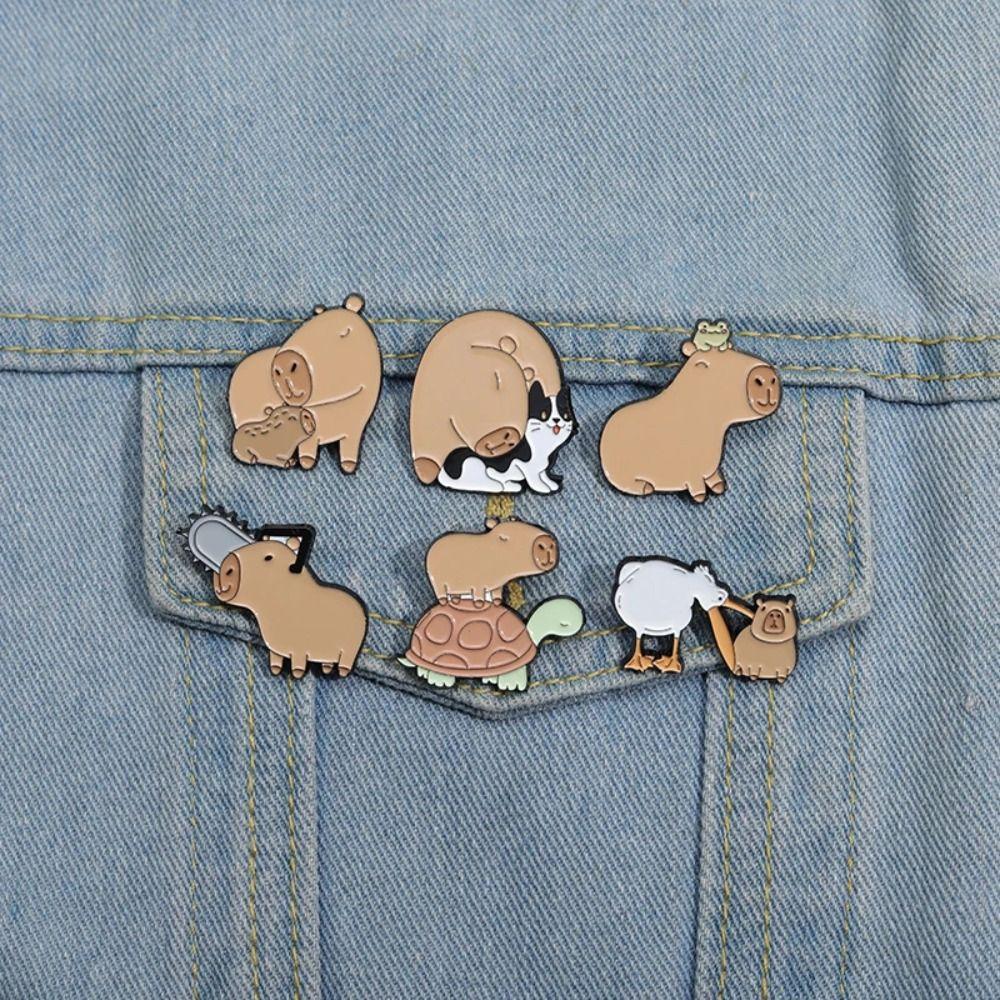 Turtle Capybara Brooch Cute Animals Pins Lightweight Cartoon Enamel Pins  Girl