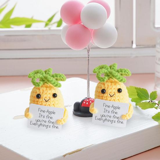 Кукла-ананас, вязаная вручную вдохновляющая плюшевая кукла-ананас с позитивной картой для украшения домашней сумки