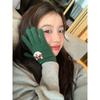 Winter Cartoon Cute Warm Gloves with Fingerless Touch Screen Students Versatile Cycling Cold-proof Minute-hand Knitted Gloves for Women
