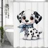 Cute Spotted Dog Silk Towel Shower Curtain, Bathroom Decorative Shower Curtain, Waterproof Shower Curtain with Hooks