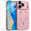 Protective Case - E.F.Connection - for iPhone 17 Pro Max - Pink Magnetic Ring - 2 Tempered Glasses