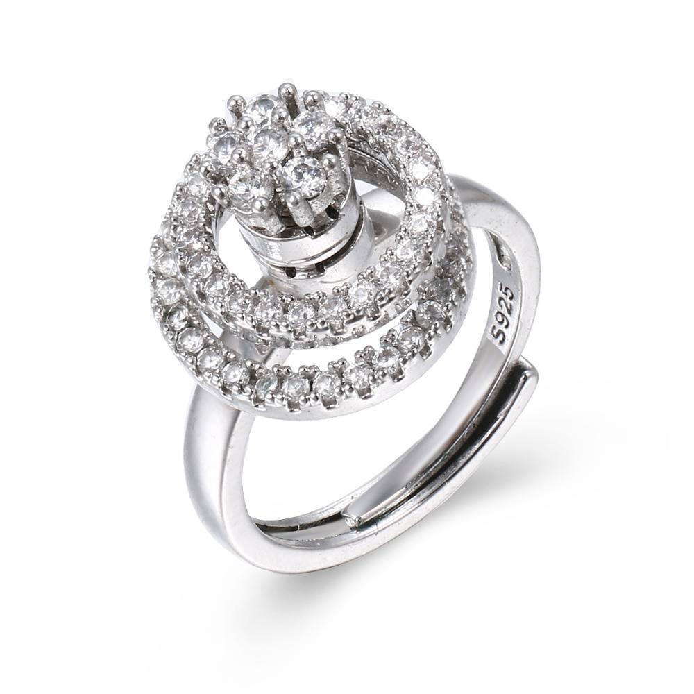 Emmaya Fascinating Round Shape With Cubic Zircon Nobler Adjustable Ring Women And Ladies Charming Decoration In Party