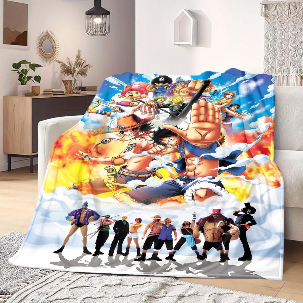 Плед с принтом ONE PIECE Теплый Уютный Фланелевый Плед Подходит для Спален, Диванов, Кроватей, Стульев, Путешествий -QIAO73