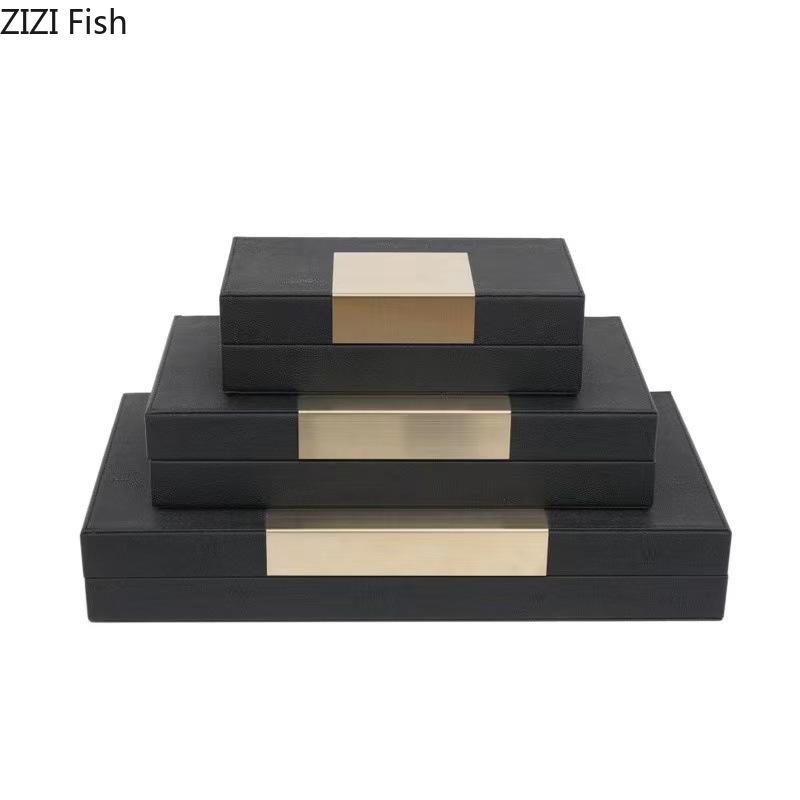 Minimalist Leather Jewelry Boxes Cosmetic Jar Dresser Table Desk Decoration Exquisite Jewelry Ring Earrings Necklace Storage Box