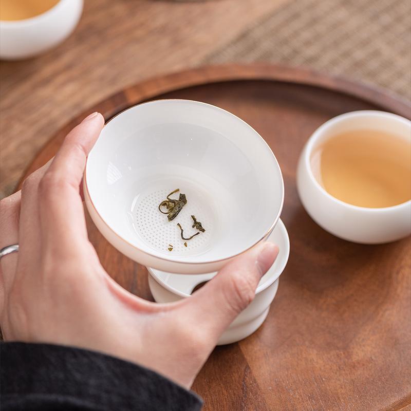 Саловый нефрит фарфоровый чайный слив набор чайный фильтр Бытовой белый фарфоровый чайный фильтр Цельнокерамический сетчатый чайный отсек аксессуары чайный фильтр