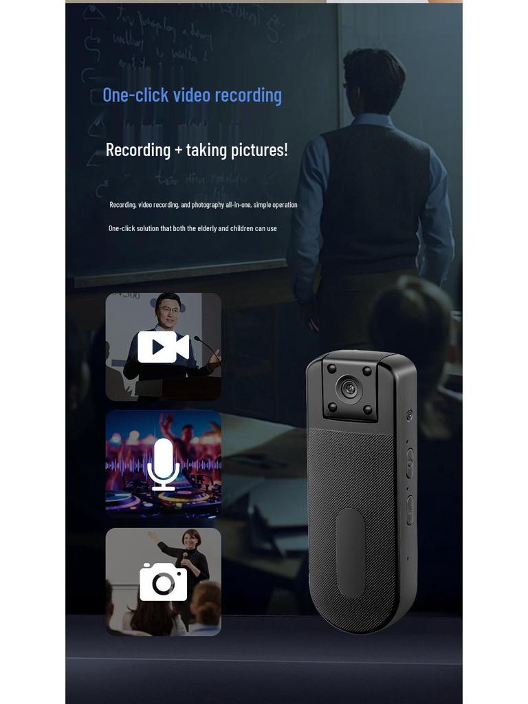 WiFi-камера с клипсой для крепления и диктофон - Мобильное/Конференц-шумоподавление, Видеосъемка с защитой от дрожания для домашних животных/спорта, Запись фото и аудио.