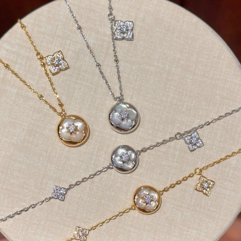 Ретро китайский стиль, полностью инкрустированный бриллиантами, кулон в виде цветка-четырехлистника из белого перламутра, ожерелье, браслет, изысканный набор высокого класса