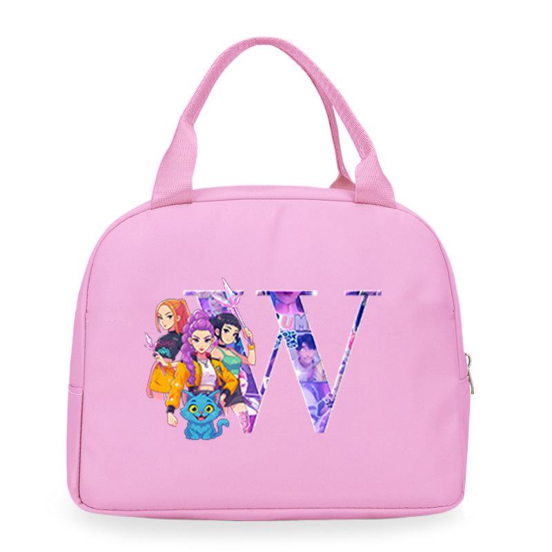 Trend Kpop Anime Cartoon Peripheral 26 Letter Printing Bento Bag Commuter Portable Lunch Box Bag