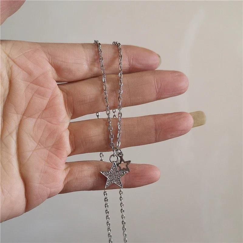Kpop винтажное ожерелье в стиле панк серебряного цвета со звездой, ожерелье из бисера для мужчин и женщин, уличный хип-хоп, эстетические ювелирные изделия в стиле гранж, аксессуары Y2K