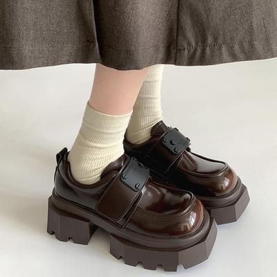 Весна и лето новая мода толстый каблук маленькие кожаные туфли платформа лоферы маффин одинарные туфли универсальные туфли Мэри Джейн высокие каблуки женщины