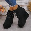 Женская обувь 2025 Высокое качество Боковая молния Женские ботинки Шнуровка Современные ботинки Женские Новые Большие размеры Клиновидные ботильоны