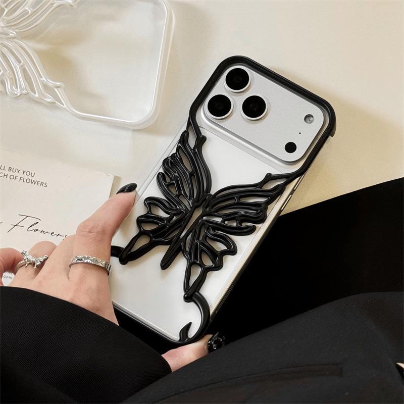 Безрамочный теплоотводящий мягкий чехол с рисунком бабочки для iPhone 13/14/15/16 Pro Max