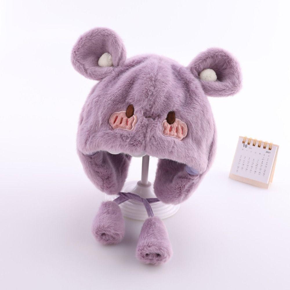 Soft Autumn Winter Hat Cartoon Ear Protection Bonnet Baby Children Plush Hat Boy Girl